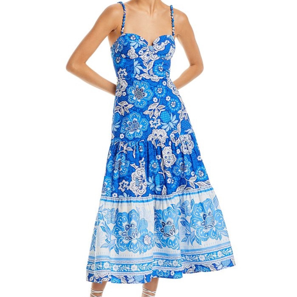 Farm Rio Blue Floral Midi Dress